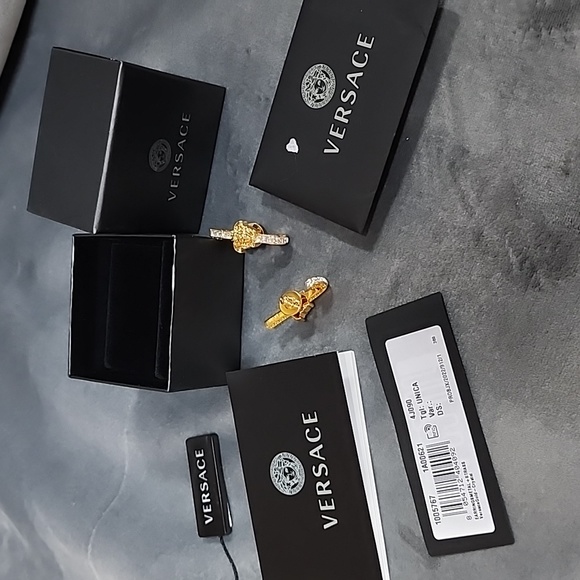 Versace unica earrings, gold plates brass with crystals, made in Italy - Picture 4 of 5